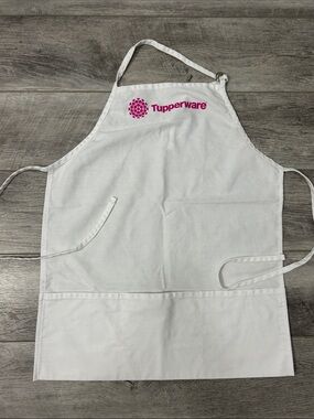 Tupperware White Apron with Hot Pink Logo
